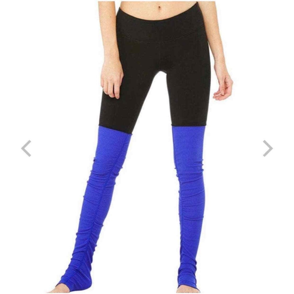 041. Alo Yoga Goddess Legging in Blue Black Color Block